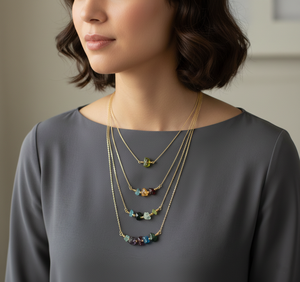 สร้อยคอพลังงานชุบทอง 24k ประดับด้วยพลอยดิบธรรมชาติ แฟชั่นทันสมัย คริสตัลบำบัด หินประจำเดือนเกิด เครื่องประดับสำหรับผู้หญิง - Product Image 4