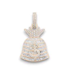 Colgante de bolsa de dinero estilo Hip Hop más Popular, colgante de Plata de Ley 925 con diamante de moissanita redondo y colgante de corte Baguette - Product Image 2