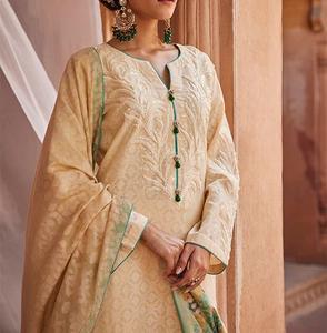 Bajo MOQ al por mayor Casual al aire libre de lujo Punjabi Stitch Suit Set diseño de impresión con color claro Allover bordado cosido traje - Product Image 3