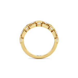 Anillo de compromiso redondo y Baguette Cut Diamond Half Eternity de 3 filas para mujer - Product Image 2