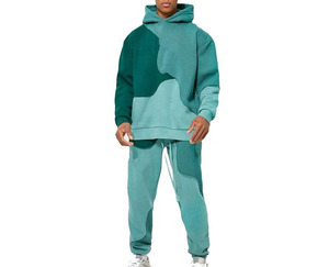 Conjunto de 2 piezas de algodón al por mayor, Sudadera con capucha de dos tonos y logotipo personalizado, sudaderas con capucha de bloque de color y panel de nuevo diseño para hombre - Product Image 5