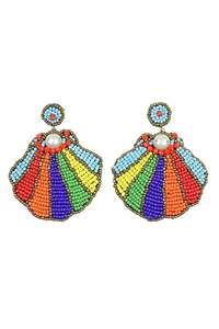 Broderie perlée à la main Design orange Boucle d'oreille en forme de cœur Bijoux élégants de qualité supérieure Luxe exclusif de l'Inde - Product Image 2