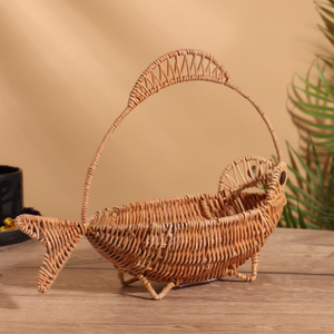 ตะกร้าหวายรูปปลาทำมือ / ตะกร้าหวายสานรูปสัตว์สร้างสรรค์สำหรับห้องเด็กและตกแต่งบ้านสไตล์ชายทะเล - Product Image 3