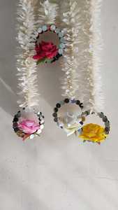 พวงมาลัยประดับดอกมะลิปลอม,พร้อมกระจกเทียมและดอกกุหลาบประดิษฐ์สำหรับงานตกแต่ง - Product Image 2