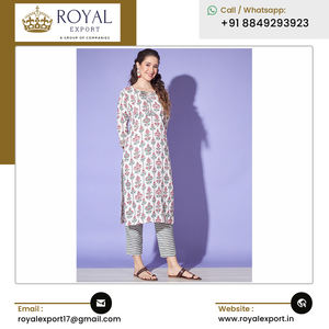 2023 última llegada mejor calidad Ropa Étnica hermoso algodón estampado Kurti pantalón conjunto para compradores a granel - Product Image 3