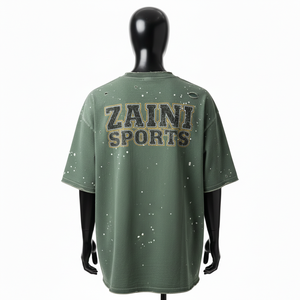 Camiseta 100% algodón para hombre, corte holgado, estampada, transpirable, con efecto desgastado, impresión de pantalla, logotipo personalizado, camisetas para hombre - Product Image 2