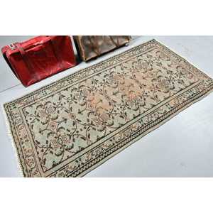 Turkish Rug, 5.4x6.6 ft Vintage Rug, <b>Brown</b> Blue Patchwork <b>Wool</b> Rug - Product Image 2