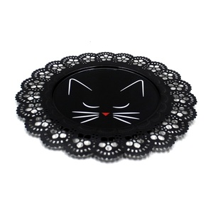 Assiette de service en fer de forme ronde moderne, plat et plateau fini de couleur noire mate pour servir des aliments au restaurant fabriqués à la main - Product Image 3