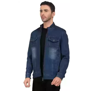 เสื้อแจ็กเก็ตยีนส์แบบซาฟารีทางการผ้าฝ้าย100% ระบายอากาศได้ดีมีกระเป๋าด้านหน้าฟอกสีย้อมสีล่าสุดดีไซน์ล่าสุด - Product Image 5