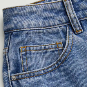 Oem/ODM tùy chỉnh thiết kế dài cộng với kích thước giản dị rửa denim váy cho phụ nữ thấp moq với logo trên eo - Product Image 3