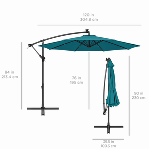 <span class=keywords><strong>Parasol</strong></span> de marché extérieur suspendu en aluminium avec <span class=keywords><strong>LED</strong></span> solaires de 3 m, inclinable et réglable, <span class=keywords><strong>pour</strong></span> jardin - Bleu Céleste - Product Image 6