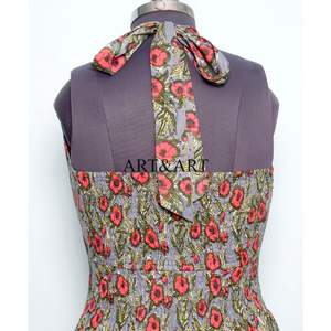 Robe midi sans manches en coton pour femme, style occidental, lavable, multicolore, à imprimé floral uni, élégante, mignonne et douce, idéale pour les fêtes d'été - Product Image 5