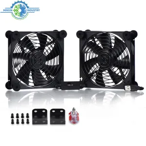 AC Infinity DC 5V/12V Double 140mm USB Speed Changing Switch Cable Electrical Cabinet Ventilation Fan 14025 Square Small USB Fan