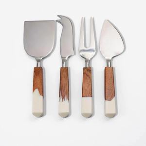 Two-Tone Marble Design Cheese Knife <b>Set</b> Stainless Steel Cutlery with Gold Plating <b>Metal</b> Cheese Tools - Product Image 2