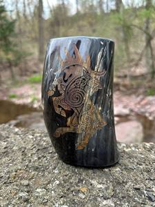 Taza de Cuerno Natural Hecha a Mano, Duradera, con Acabado Pulido, el Mejor Regalo para Bebidas Frías o Calientes, Talla L, Imitación Antigua para el Hogar - Product Image 3