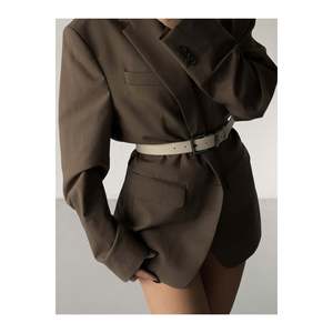 Square Buckle Bridge Women's <b>Belt</b>, <b>Trouser</b> <b>Belt</b>, Jacket <b>Belt</b>, Dress <b>Belt</b> - Beige-Blackout - Product Image 5