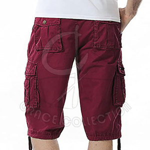 Short cargo pour homme, style 100% coton, multi-poches, confortable, avec motif solide en tissu personnalisable - Product Image 3
