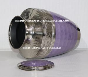 Meena-urnas de cremación humana de latón para cenizas, suministros funerarios de alta calidad, suministros de urnas de la India, Color azul - Product Image 4