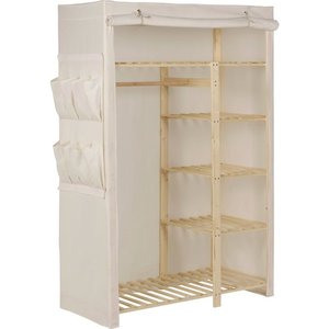 Armoire en tissu avec cadre en bois de teck massif et couverture en tissu imperméable avec un design agréable - Product Image 1