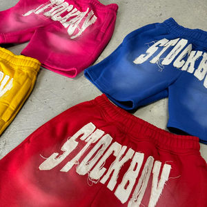 Hombres personalizado 100% algodón francés Terry gimnasio Fitness correr Jersey pantalones cortos bordado Logo apliques parche tejido método - Product Image 2