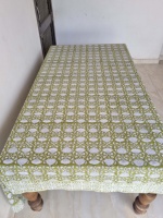 Nappe en coton faite main personnalisable Balajee TC-11 vert olive à motifs floraux, impression indienne au bloc, pour décoration de mariage style ferme