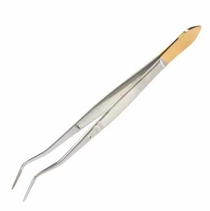 Pinzas dentales de acero inoxidable de alta calidad Alicates de algodón de medio oro con puntas en ángulo Pinzas quirúrgicas manuales Meriam - Product Image 4