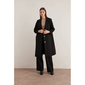 Abrigo Reversible Cruzado Negro para Mujer, Estilo Cola de Golondrina, Cortavientos, Impermeable, Transpirable, Formal, Otoño Invierno, Talla XL - Product Image 4