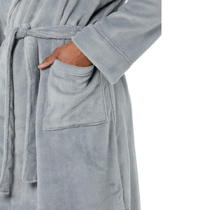 Peignoir en velours pour hommes de luxe de qualité supérieure avec doublure en fourrure absorbant l'eau doux pleine longueur Logo personnalisé pour les hôtels décontractés - Product Image 5