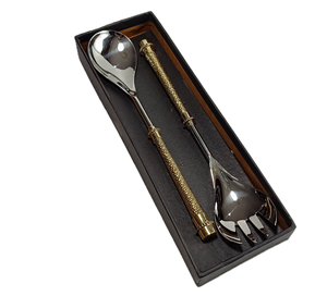 New Arrival Hight Quality Stainless Steel Salad Server Set Box Packing <b>MOP</b> <b>Handle</b> Latest Gold Polished 2 Pieces - Product Image 2