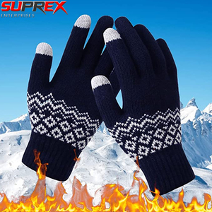 Mitaines tricotées en acrylique et laine imprimées pour femmes et hommes, chaudes pour l'hiver, isolées pour le froid extrême - Product Image 4