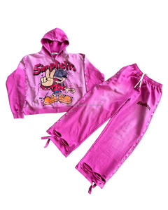 ชุดฮู้ดดี้ซิปคุณภาพสูงแบบสั่งทำพิเศษ ประดับคริสตัล ทรงบ็อกซี่ โอเวอร์ไซส์ ล้างสีแบบวินเทจ ผ้าฝ้ายเฟรนช์เทอร์รี่ ทรงครอป ชุดฮู้ดดี้เพชร - Product Image 2