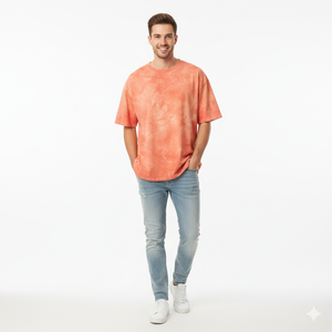 T-shirt Unisexe Personnalisé Couleur Unie Style Urbain Coupe Oversize Manches Courtes Tricoté 270g 100% Coton Vierge Devant Nouveau Teinture 3D - Product Image 1