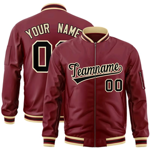 Wholesale Plain Chenille Embroidery Customized <b>Men's</b> <b>Varsity</b> <b>Bomber</b> <b>Jacket</b> with Stand Collar and Front Logo - Product Image 2