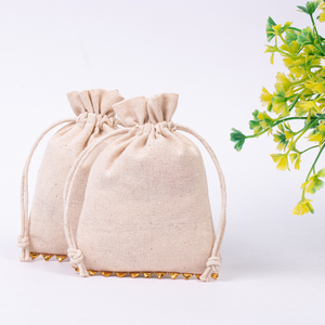 ถุงผ้าฝ้ายทำมือสุดหรู ขนาดเล็ก สีขาว สำหรับเก็บเครื่องประดับ เหมาะสำหรับสร้อยคอและเครื่องประดับอื่นๆ  รับสกรีนโลโก้ตามสั่ง - Product Image 5