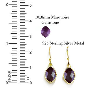 Vente en gros de boucles d'oreilles en argent sterling 925 avec saphir marquise et or vermeil-Prong Set de pierres précieuses pour la collection de bijoux pour femmes - Product Image 3