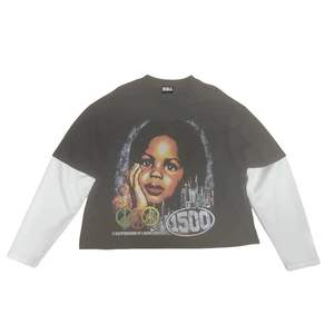 Nueva llegada de manga larga de tela transpirable Anti Shrink de alta calidad de gran tamaño personalizar diseño OEM servicio Unisex camiseta - Product Image 2