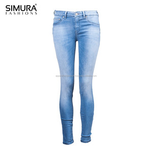 Jean en denim coupe droite, durable, personnalisé, OEM, séchage rapide, élégant, nouveau design tendance, taille haute, en spandex/coton, respirant - Product Image 5