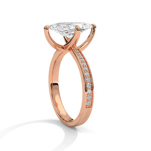 1 CT Bague de fiançailles en diamant de taille marquise en or 14 carats 18 carats design solitaire délicat à 4 griffes - Product Image 3