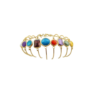 Impresionante Brazalete de Moda Chapado en Oro con Vibrantes Detalles de Piedras Preciosas para Oportunidades de Reventa - Product Image 2