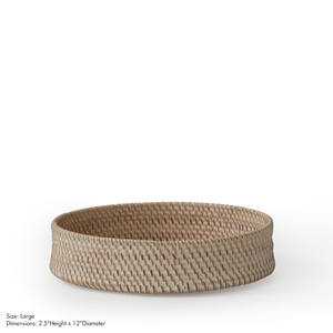 Plateau de service alimentaire en osier naturel fait main de haute qualité, couleur personnalisée, motif floral, finition polie, poignées en forme de coquille Saint-Jacques - Product Image 3