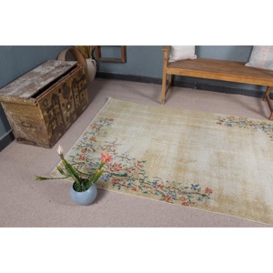 Tapis turc, tapis vintage de 4,3 x 7,5 pieds, tapis en laine marocaine blanc et rouge - Product Image 5