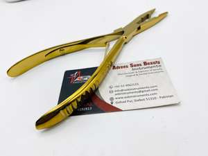 Alicates de extensión de cabello de micro anillo de acero inoxidable profesional chapado en oro ASB, herramienta de punta plana multifuncional con logotipo privado - Product Image 4