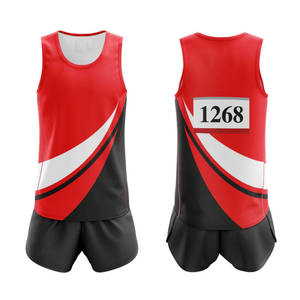 Costumes de coureur professionnels en tissu spandex 100% polyester respirant ensembles d'athlétisme écologiques avec logo personnalisé imprimé - Product Image 5