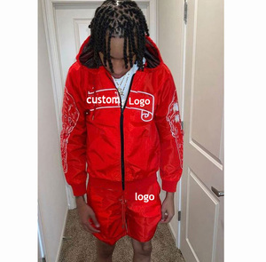 ชุดวอร์มกันลมสำหรับผู้ชายชุดวอร์มโพลีเอสเตอร์มีซิปและกางเกงขาสั้น - Product Image 2