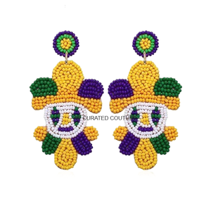 Venta caliente colorido Mardi Gras carnaval cuentas pendientes moda Festival joyería-coloridos pendientes de aro - Product Image 3