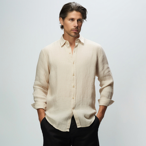 Chemise pour homme de haute qualité, 100% coton, col rabattu, manches longues, coupe ample, séchage rapide, anti-froissement, écologique, respirante - Product Image 2