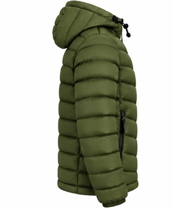 Chaqueta acolchada con capucha para hombre, color verde oliva, gruesa, con cierre de cremallera, para invierno. - Product Image 5