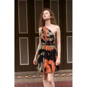 Vestido Mini Tie Dye de Talla Única con Cremallera y Decoraciones de Diamantes, Transpirable, Tejido a Crochet, para Oficina, Estilo Gótico, Elegante, para el Día a Día - Product Image 1