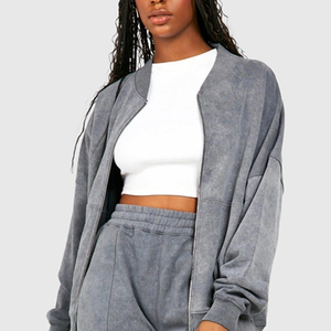 Survêtement en coton délavé uni pour femme, idéal pour diverses occasions décontractées, conception de haute qualité pour les acheteurs en gros - Product Image 2