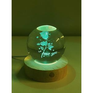 3D Rose LED globo di vetro con supporto in legno